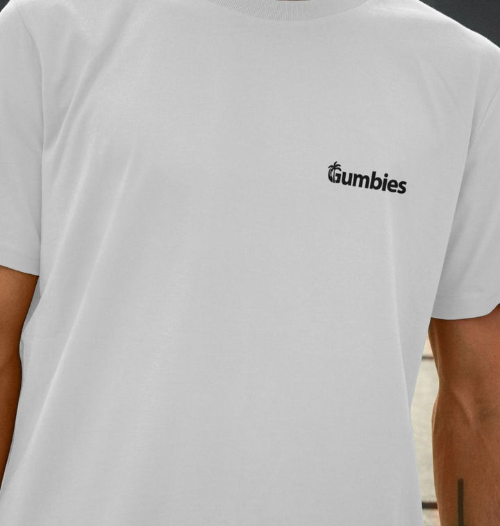 Gumbies Small Full Logo White/Black - Unisex Organic Cotton T-Shirt