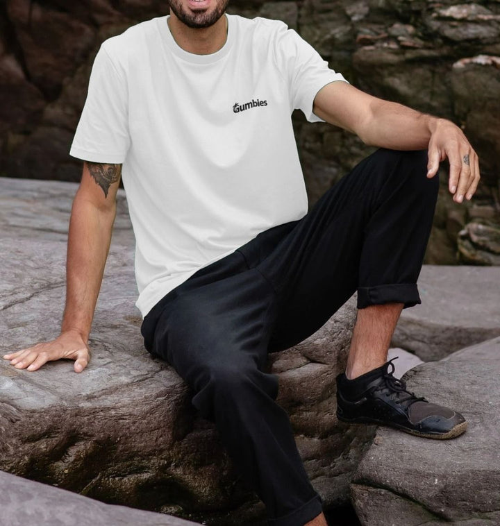 Gumbies Small Full Logo White/Black - Unisex Organic Cotton T-Shirt